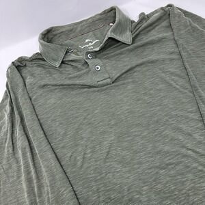 Tommy Bahama Long Sleeve Polo Shirt Mens Large Green Tencel Lyocell Cotton